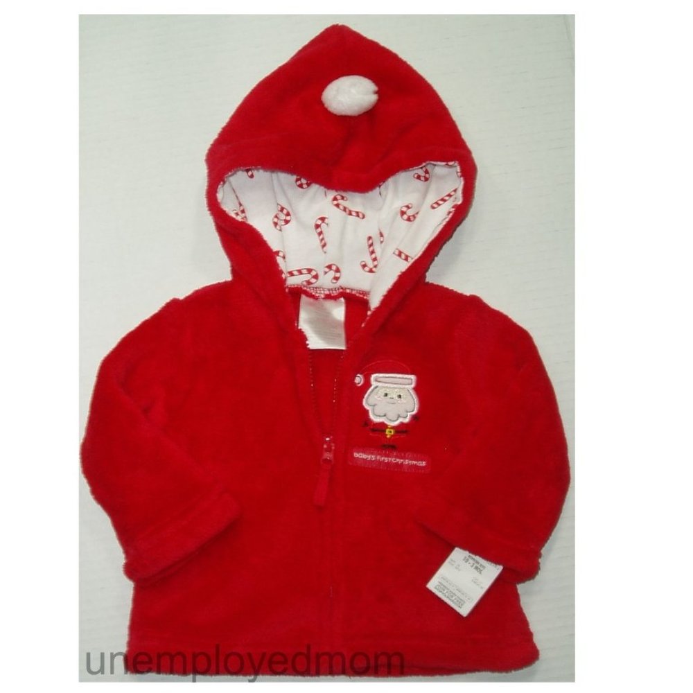 Santa Claus Jacket Baby First Christmas Holiday Boys Girls Coat Fleece Zip Up